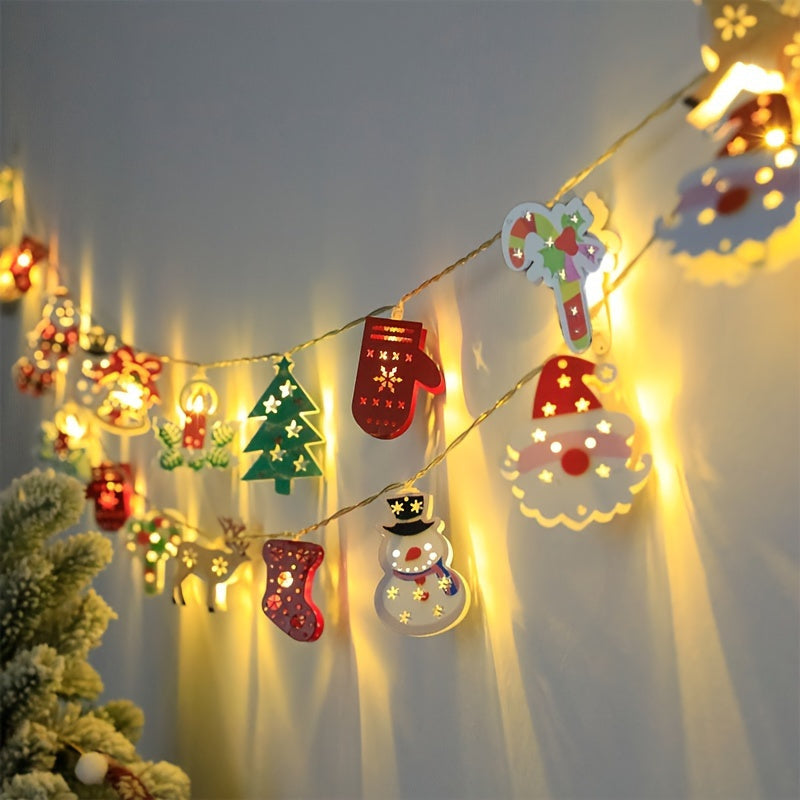 Charming LED Christmas Lights String - Santa Claus, Snowman, etc - Perfect for indoor holiday decorations, parties and bedroom ambiance [Batteries not included].