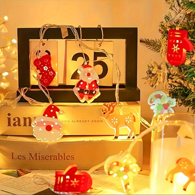 Charming LED Christmas Lights String - Santa Claus, Snowman, etc - Perfect for indoor holiday decorations, parties and bedroom ambiance [Batteries not included].