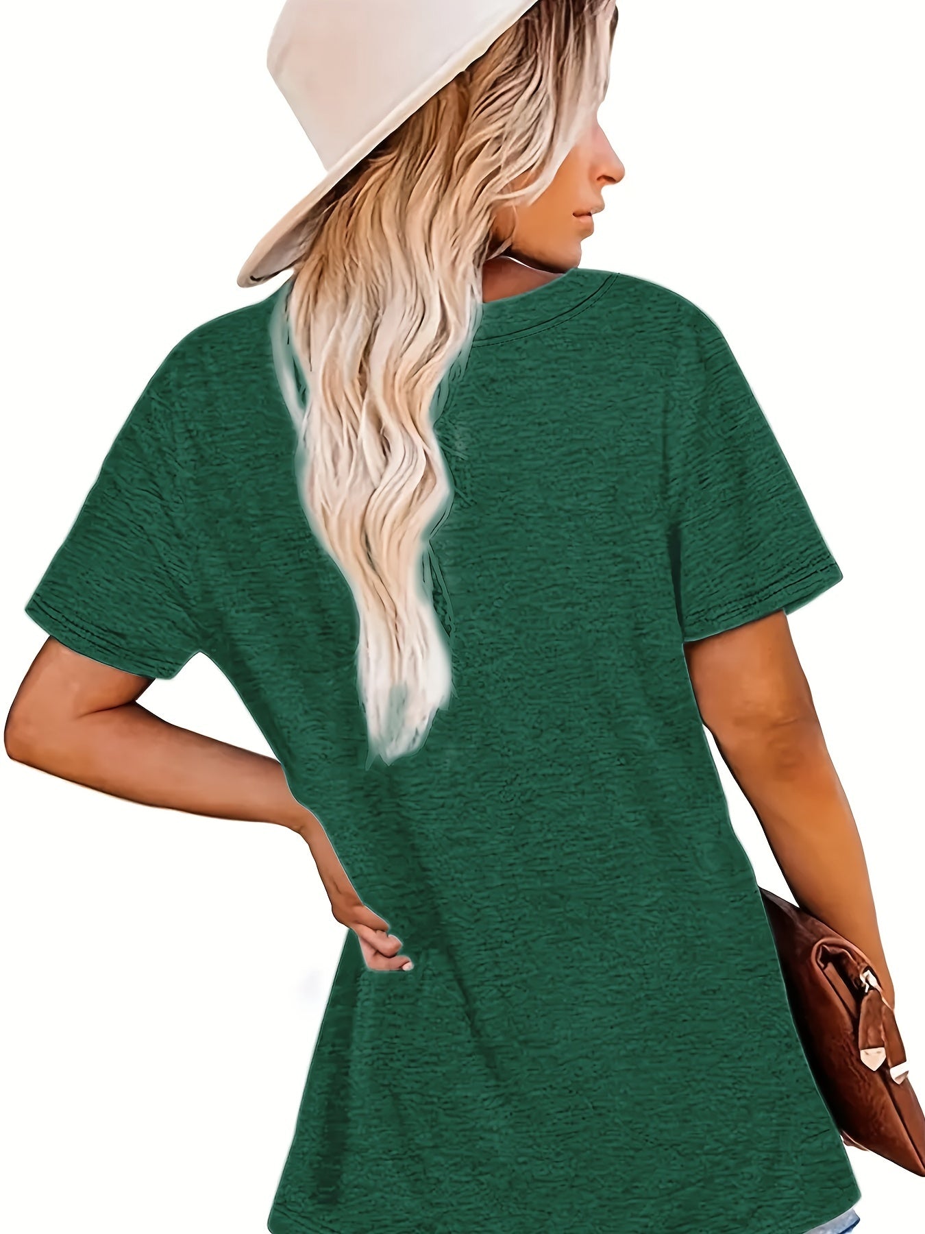 Christmas Lights & Letter Print Tee, Casual Short Sleeve Crew Neck T-shirt, Women's Clothing