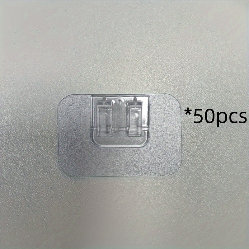 50pcs Weatherproof Transparent Hooks Set - Outdoor Hanging Brackets for String Lights, Durable UV-Resistant Clear Self-Adhesive Clips, Perfect for Hanging Christmas Lights, Cord Management and Rope Organization