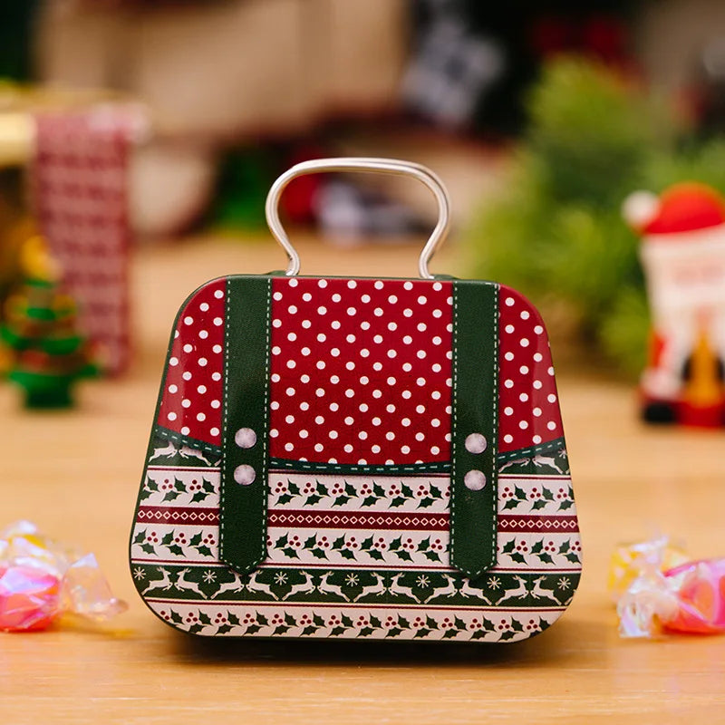 Christmas Decoration 2024  Metal Box Handbag Shape Tin Jar Jewelry Storage Case Kids Gift Can Storage Boxes Xms Party Decors