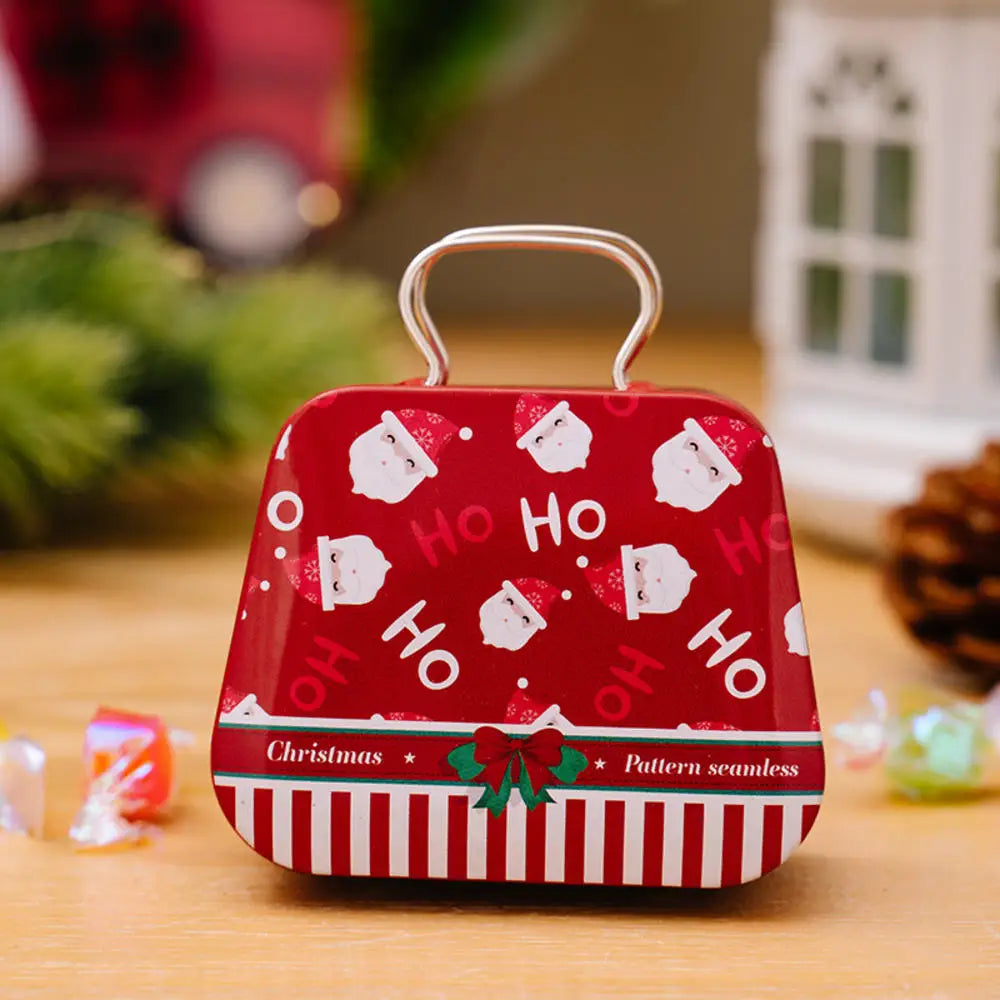 Christmas Decoration 2024  Metal Box Handbag Shape Tin Jar Jewelry Storage Case Kids Gift Can Storage Boxes Xms Party Decors