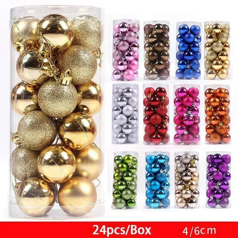 24pcs/Box Christmas Balls Christmas Tree Ornaments Christmas Decoration for Home Party Christmas Hanging Pendant Christmas Balls