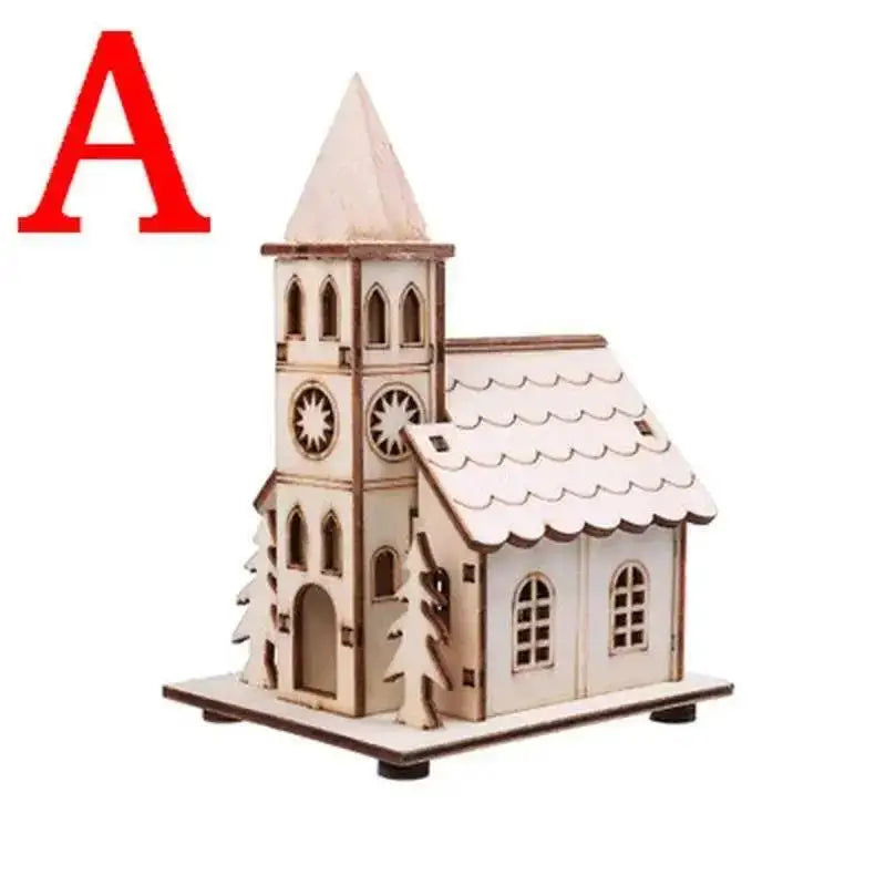 Christmas LED Light Wooden House Luminous Cabin Merry Christmas Decorations For Home DIY Xmas Tree Ornaments Kids Gift New Year