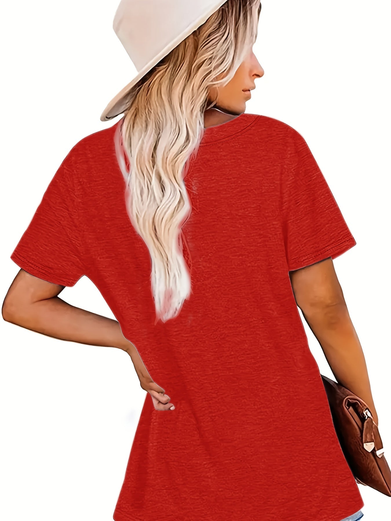 Christmas Lights & Letter Print Tee, Casual Short Sleeve Crew Neck T-shirt, Women's Clothing